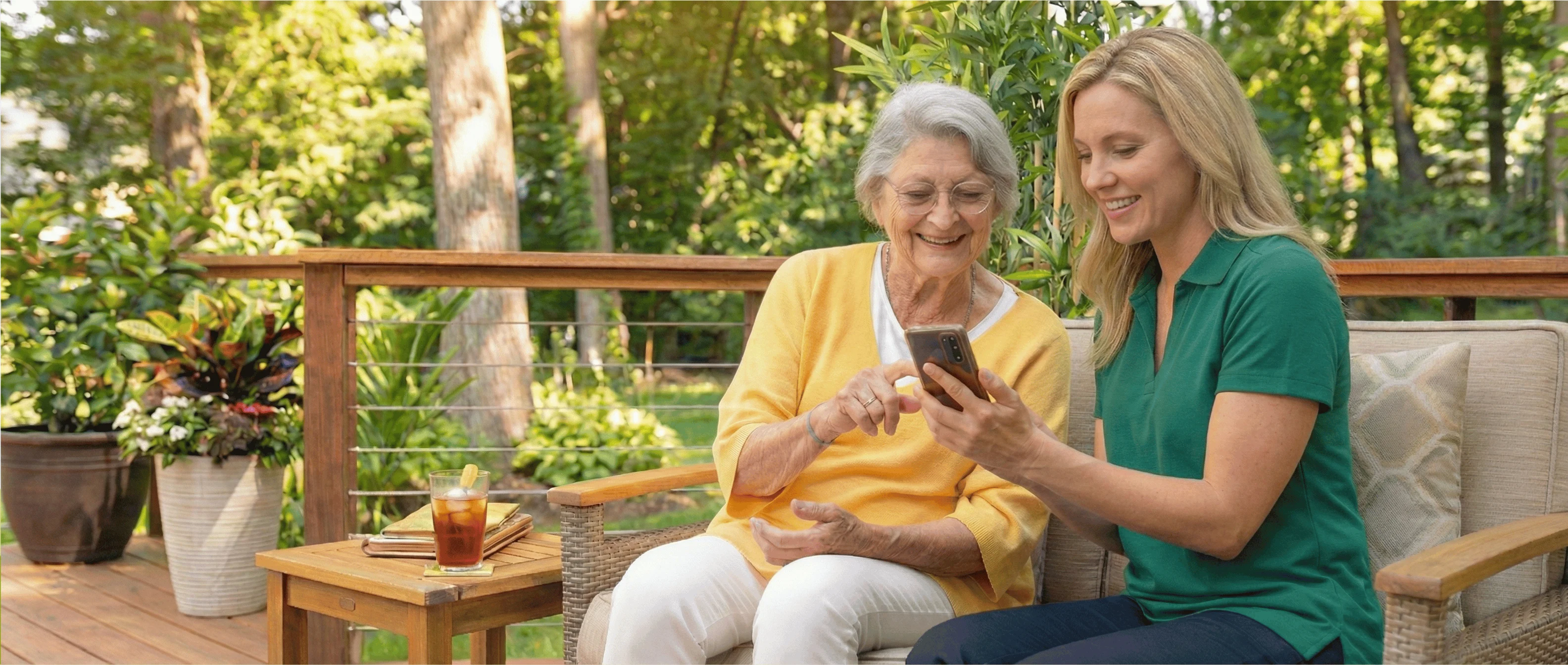 Caregiver holding hands